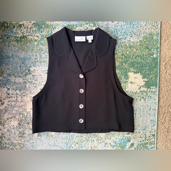 Vintage 90s Liz Claiborne semi sheer sleeveless button tank vest, size 10 - Picture 5 of 9
